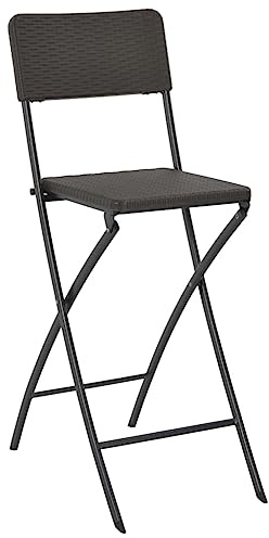 Zentexion Klappbare Barstühle 2 STK Braun Rattanoptik HDPE Stahlgestell 45x63x114 cm Balkonstuhl Gartensessel Terrasse Outdoor wetterfest leicht zu reinigen stabil klappbar platzsparend