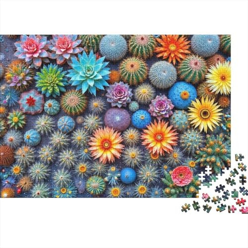 Colorful Cactus Garden 1000 Piece Jigsaw Puzzle Paper for Adults Unique Plant Landscape Focus Boost Family Puzzle Game Home Decor Gift Relaxation 70x50cm/1000pcs