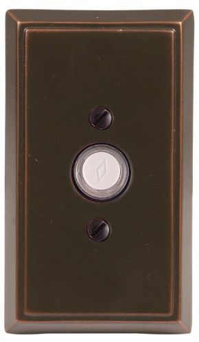 Emtek 2403 4-3/8 Height Rectangular Style Brass Lighted Doorbell Rosette, French Antique