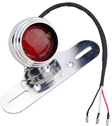 GOOFIT Motorrad Silber Bremse hinten Rücklicht mit integrierter Blinker Turn Signal Rot Backup Lampe Ersatz für Scooter Pocketbike ATV