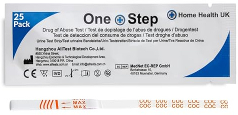 25 x Drug Testing Kits Cocaine Single Urine Test Strips One Step (25 Tests)