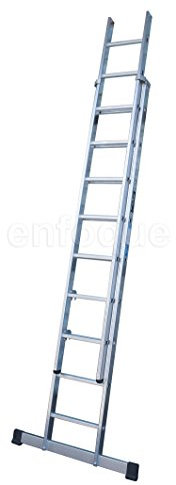 KTL Escalera Industrial de Aluminio Apoyo Doble extensión Manual 2 x 6 peldaños con Barra estabilizadora Serie Excalibur