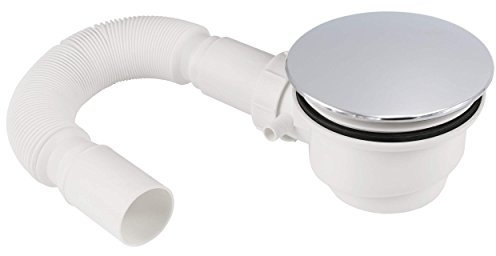 VILSTEIN® Ablaufgarnitur für Dusche & Badewanne [90mm] - Duschablauf Flach - Garnitur für Duschablauf & Badewannenablauf mit Geruchsstop Chrom - Duschabfluss & Badewannenabfluss mit Flexschlauch