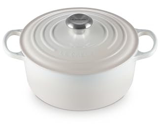 Le Creuset Evolution Cocotte de hierro fundido con tapa, Redonda, Pomo de acero inoxidable, ⌀ 24 cm, 4,2 L, Beige Merengue,21177247164430