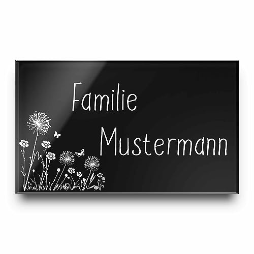 Witterungsbeständiges Türschild aus Hochglanz Acrylglas - individuelle Gravur mit Wunschtext und Motiven | wahlweise in Schwarz oder Anthrazit und vielen Befestigungsmöglichkeiten - ab 8x3,5 cm
