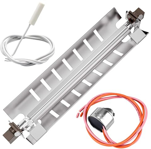【Upgraded】 WR51X10055 Refrigerator Defrost Heater Kit, Temperature Sensor WR55X10025, High Limit Thermostat WR50X10068 Fit for GE General Electric Kenmore by Romalon