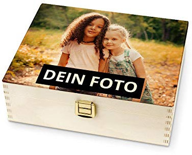 PhotoFancy® – Holzbox mit Foto selbst gestalten – Individuelle Holzbox Personalisieren und Bedrucken (Klein)