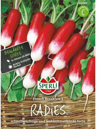 82083 Sperli Premium Radieschen Samen French Breakfast 3 ; schnellwüchsig, milde, alte Sorte ; Radieschen Saatgut