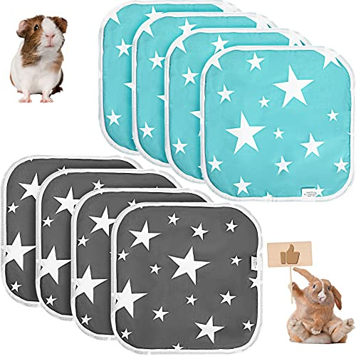 8 Stücke Meerschweinchen Käfig Einlagen Waschbare und Wiederverwendbare Kleintier Pee Pads Hochsaugfähige Hamster Einstreu Wasserdichte Haustier Training Pads für Kleintiere, 12 x 12 Zoll
