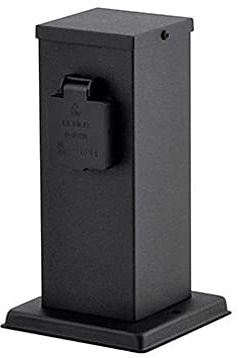 Außen Steckdosensäule Edelstahl 2-Fach Verteiler 22cm IP44 Schwarz Outdoor Energiesäule Garten Terrasse