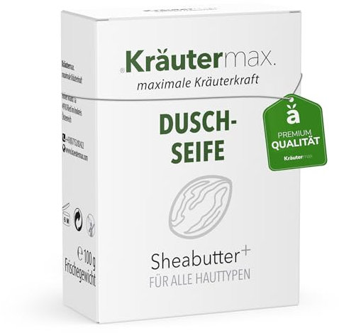 Kräutermax Sheabutter Seife - Duschseife für Männer und Damen- Festes Shampoo und Duschgel 2in1 - Naturseife Stück 1 x 100 g