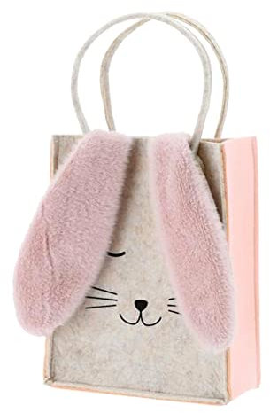 MACOSA CP53514 Oster-Geschenktasche Hase Filz Creme Rosa Filztasche Ostertasche mit Henkel Ostertüte Tasche Osterfilztäschchen Kinder Erwachsene