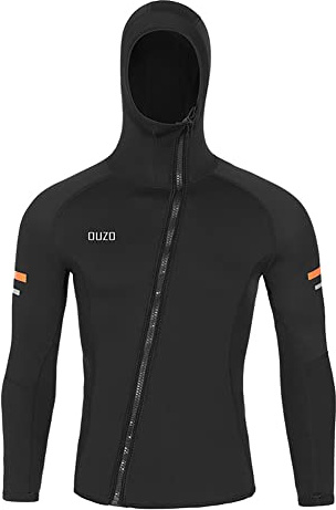 RUONIAN våtdräkt topp herr 1,5 mm, neopren våtdräkter jacka med långärmad dragkedja framtill för dykning surfing simning snorkling, XL