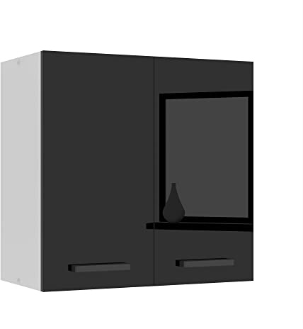 Belini Hängeschrank Küche SG2 60 cm, mit 2 Türen, Schwarz Hochglanz | Küchenschränke, Oberschrank, Küchenhängeschränke, Wandschrank Hängend