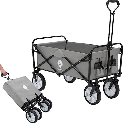 Miweba Chariot à roulettes MB-35 - Capacité de Charge de 70 Kg - Frein - Poignée de Traction - Pliable - Chariot à Main Pliable - Chariot de Transport - Chariot de Jardin (Gris)