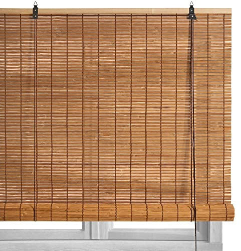 LOLAhome - Persiana Estor Enrollable de bambú Natural de Estilo rústico para Dar Sombra, protección Solar o escurecer Puertas o Ventanas (Natural Tostado, 90X180 CM)