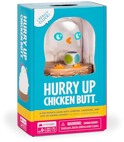 Exploding Kittens - Hurry Up Chicken Butt 2-6 Players - Ages 4+ - 2 Minutes to Play - Hot Potato Style Card Game - Creative Kids Game, Perfect for Family Night Fun