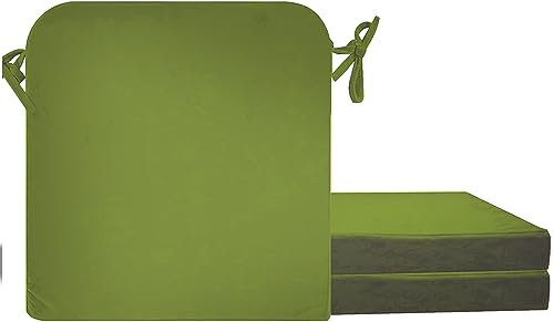 yibo cojin Silla 2/4/6 Cojines para Sillas, Juego Cojines Sillas Cocina, Correas de Sujeción. Color Liso Modernos para Interior y Exterior (40X40X5, Verde Oliva, 2)