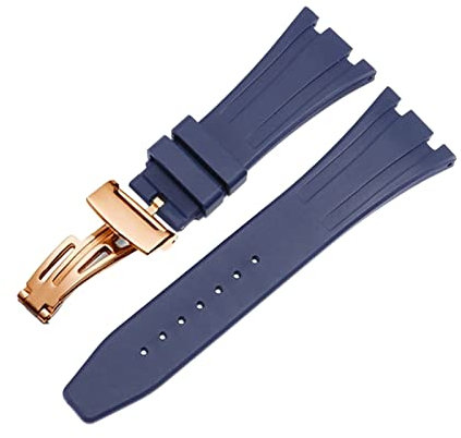BONOOL Für AP Royal Oak Offshore 15400/15202/15703 Gummi-Silikon-Uhrenarmband Herren-Uhrenarmband-Zubehör 27 mm 28 mm (Farbe: 10 mm Goldverschluss, Größe: 27 mm)