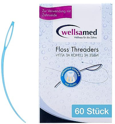 Wellsamed Zahnseide-Einfädler, Floss Threaders Geschmacksneutral, für Zahnspangen und Implantate (60 Stück)