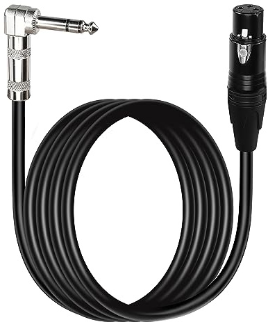PNGKNYOCN 6,5 meter 1/4 till XLR kabel 90 grader höger vinkel 6,35 mm TRS kontakt till XLR uttag ljud stereo mikrofonkabel för högtalare, scen, DJ och mer (2 m)