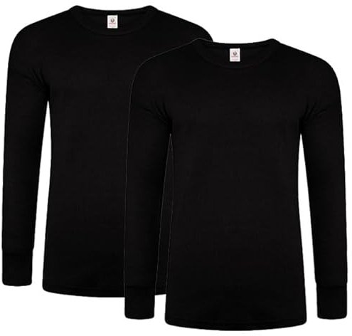 DOLCE ENVY Men's Thermal 2 Pack Long Sleeve Tops Warm Base Layer for Winter Suitable for Daily Use High Performance Full Sleeves Tops (Medium, Black)