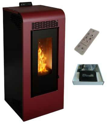 Stufa a Pellet Ventilata Giulia 12 Bordeaux 11,61 Kw 4 Stelle 108 m2 riscaldabili (Stufa + Modulo Wifi + Telecomando)