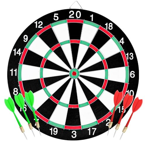 WinGluge Dartscheibe 40.5CM, Dartboard Professionelle, Steeldartscheibe Darts Set Dartspiel, Dart Scheibe mit 6 Dartpfeile Metallspitze,für Geeignet Outdoor Aktivitäten und Familientreffen