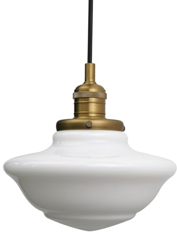 Pathson Modern Pendant Light with Milk White Glass, Vintage Ceiling Pendant Lighting Adjustable Textile Cord, Frosted Ceiling Fixture Lamp for Living Room Bedroom Kitchen Dining Room