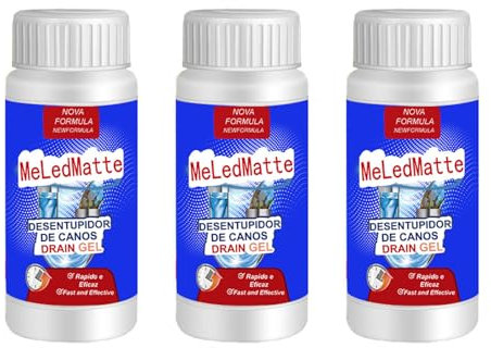 Meledmatte Leistungsstarkes Rohrbaggermittel, Meledmatte WC-Abflussreiniger, Spülbecken- und Abflussrohr-Baggermittel, für Küche, Toilette, Rohrleitung, Schnellreinigungswerkzeug, 3 Flaschen