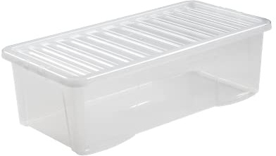M1SS 62 Litre Large Big Plastic Storage Clear Box with Lid Strong Stackable Container Made in U.K