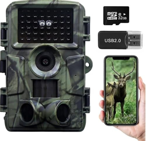 48MP 4K 30fps Wildlife Camera with Mobile Phone Transmission, Motion Sensor, Night Vision, WiFi, 120° Detection Angle, 0.2s Fast Trigger, IP66 Waterproof for Wildlife Monitoring and Home Security