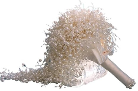 Bouquet di fiori da sposa di lusso fatto a mano bianco avorio sposa con fiori perla decorazione bouquet da sposa (colore: bouquet avorio)