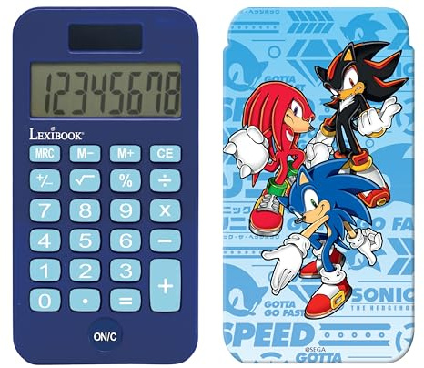 Lexibook, Sonic, Fickräknare, blå, C45SN | Skyddsfodral, avancerade funktioner, sol- och batteridrift