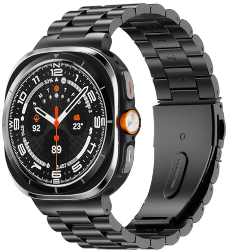 SUNDAREE Armband Kompatibel mit Samsung Galaxy Watch Ultra 2 2026/2025/2024 47MM,Keine Lücke Herren Damen Edelstahl Smartwatch Band Metallarmband Uhrband Metall Uhrenarmband für Ultra2 SM-L715,Schwarz