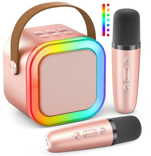 Karaoke maskin barn, gåva för flickor 3–12 år, karaoke barnleksak från 3–12 år flicka, karaokemaskin med 2 karaokemikrofon barn