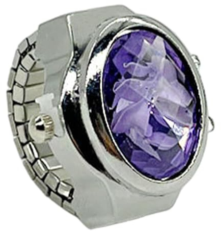 Fingerring-Uhr, Vintage-Fingeruhr, verstellbarer Fingerschmuck, Neuheit, glitzernde Uhren, kreativer Schmuck, verstellbare Vintage-Fingeruhr für Damen, violett, Refer to description, Unisex