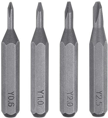 sourcing map 4pcs Y0.6-Y2.5 Tri Wings Screwdriver Bit Set 5/32 Hex Shank 28mm S2 Steel Magnetic 3 Point Y-Shaped Head Hex Screw Driver Bits for Impact Electric Screw Driver Power Tool