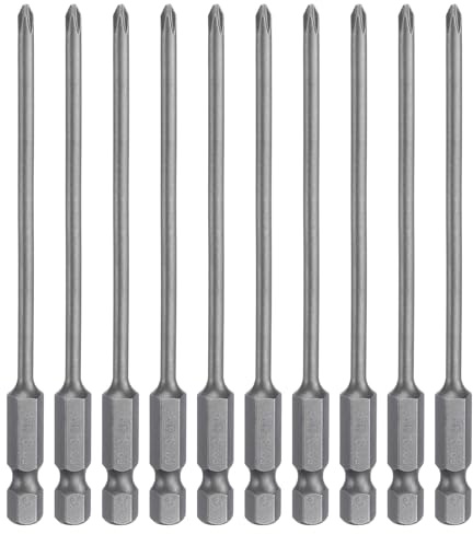 QUARKZMAN 10pcs Embout De Tournevis Cruciforme #1 Ph1 4 (100mm) L Acier S2 | Embout Visseuse long, 1/4 Hex Shank, Acier S2, Magnétique pour Tournevis Électrique 3mm Tige