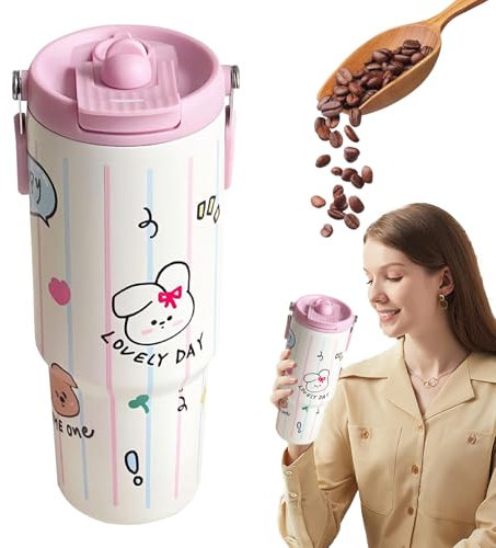 Holdes Bouteille d'eau en acier inoxydable avec paille, bouteille d'eau froide pour garder au frais toute la journée - Bouteille d'eau froide - 31 oz - Tasse isotherme pour café, voyage, fitness