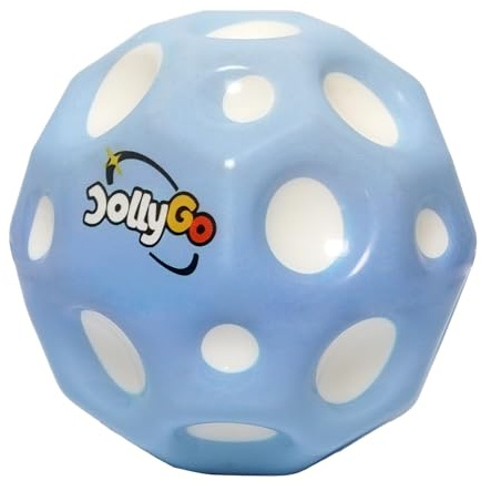 JollyGo original Moonball-9.5 cm Big Moon Ball-Super High Bouncy Lightweight PU Material-Hüpfbälle-for Children and Pets-interaktives Spielzeug zum Stressabbau-Flummies für Kinder im Freien (Hellblau)