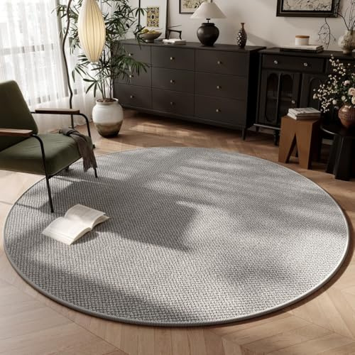 Modern Bereich Teppich Rund Rustikal Geflochten Sisal Teppich für Wohnzimmer Schlafzimmer Esszimmer Groß Rutschfester Runder Teppich Waschbar,E,80 * 80cm
