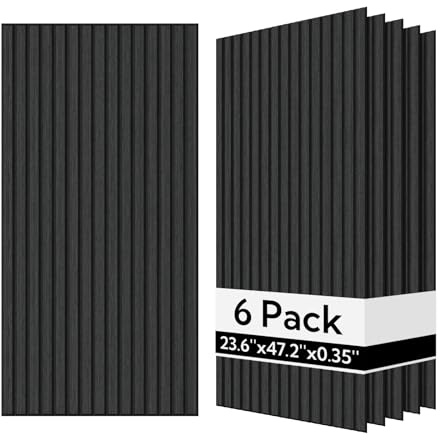 Olanglab Wood Veneer Acoustic Wall Panels 6 Pack, 23.6×47.2 Sound Absorbing Wall Panels for Interior Wall Decor, Matte Black