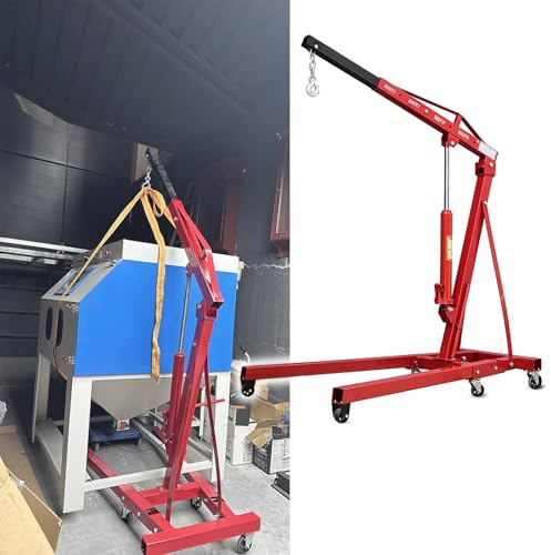 Heavy Duty Alloy Steel Folding Engine Hoist, 2 Ton 4400 LBS Capacity, Ideal for Workshop Warehouse Garage Use