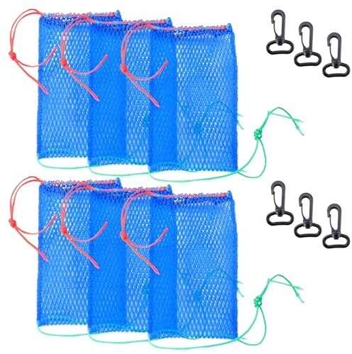 Polyethylene Bait Bags for Crab Traps with Plastic Lockers, Bait Storage, Portable Folding Crabbing Equipment, Outdoor Fish Trap & Shrimp Net, Fishing Accessories for Crawfish, Minnow & Lobster