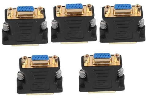HEATSHAKING 5 Pezzi Adattatore Dvi Maschio Vga Femmina con Connettore Vite in Ferro Definizione per Monitor e Proiettori Compatibile con Tv e Plug And Play Connessione Stabile Driver
