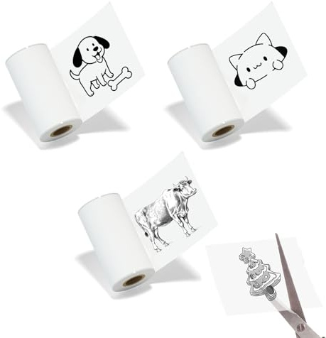 Gipnva Transparent Adhesive Thermal Paper 3 Rolls, 50mm x 2.5m, Oil Water Proof Stickerfür Fotos, Lernen, Notizen, Tagebücher, DIY, Memos, Öl-und, Fade Proof,kompatibel mit den meisten Mini-Druckern