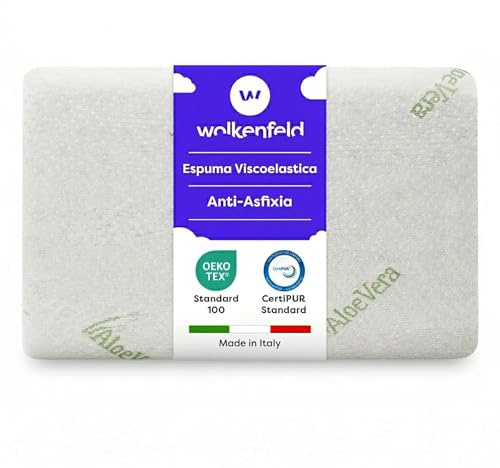 Wolkenfeld Cuscino Bambino in Memory Foam 30x50 – Cuscino Antisoffoco per Lettino con Federa Rimovibile all’Aloe Vera – Ergonomico, Traspirante e Made in Italy – 30x50x5,5 cm
