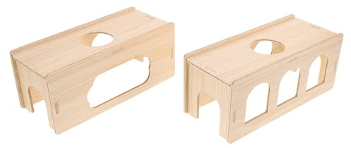 COLLBATH Lot De 2 Tunnels en Bois pour Hamster Cachette pour Cochon D& Cochon D& Cachette pour Hamster en Bois Nid pour