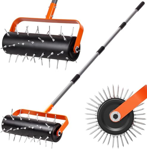 Yangers aireador de césped Manual, Rodillo aireador césped Crecimiento rápido Herramientas de Mantenimiento Hierba, rastrillo jardín desmalezadora Lawn Aerator para jardín, Patio, Parque